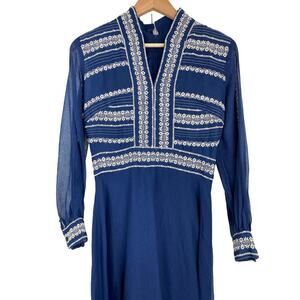 Vintage Miss Magnin at I. Magnin Women's 10 Blue Maxi Dress